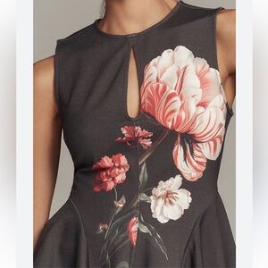 Maeve Anthropologie Floral Sleeveless Dress - Grey and Pink
